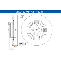 Brake Disc ATE 24.0122-0317.1 OE Ref 34116855781