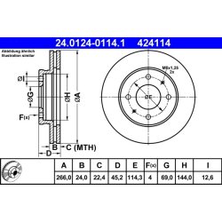 Brake Disc ATE 24.0124-0114.1 OE Ref MB500969