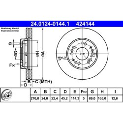 Brake Disc ATE 24.0124-0144.1 OE Ref MB618344