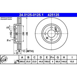 Disque de frein ATE 24.0125-0125.1 pour SAAB 9000 OE 8965980