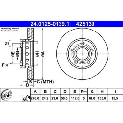 Disque de frein ATE 24.0125-0139.1 pour AUDI 80, COUPÉ OE 895615301D