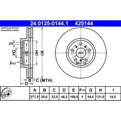 Brake Disc ATE 24.0125-0144.1 OE Ref 4351220390