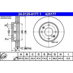 Brake Disc ATE 24.0125-0177.1 OE Ref 517123C000