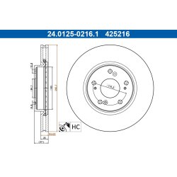 Brake Disc ATE 24.0125-0216.1 OE Ref 45251TGNE00