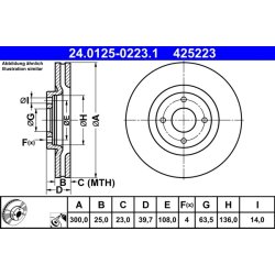 Brake Disc ATE 24.0125-0223.1 OE Ref GN151125CA
