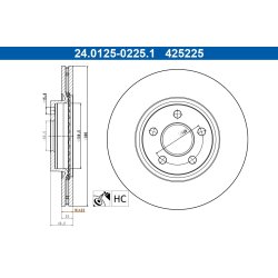 Brake Disc ATE 24.0125-0225.1 OE Ref KV6C1125DC