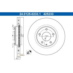 Brake Disc ATE 24.0125-0233.1 OE Ref BDWK33251