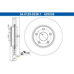 Brake Disc ATE 24.0125-0236.1 OE Ref L1TC1125AA