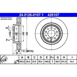Brake Disc ATE 24.0126-0107.1 OE Ref 272276