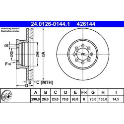 Disque de frein ATE 24.0126-0144.1 pour MERCEDES SPRINTER OE 9054210012