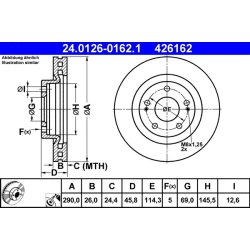 Disque de frein ATE 24.0126-0162.1 pour MITSUBISHI GRANDIS OE MN116979