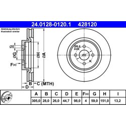 Brake Disc ATE 24.0128-0120.1 OE Ref 46465088