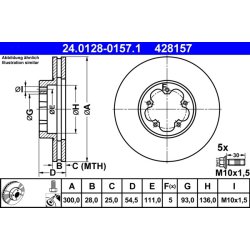 Brake Disc ATE 24.0128-0157.1 OE Ref 1371393