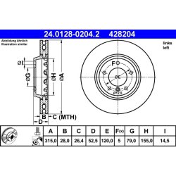 Brake Disc ATE 24.0128-0204.2 OE Ref 34112227737