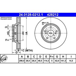 Brake Disc ATE 24.0128-0212.1 OE Ref 4351248011