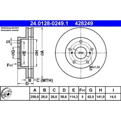 Brake Disc ATE 24.0128-0249.1 OE Ref 435120K030