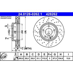 Brake Disc ATE 24.0128-0262.1 OE Ref A2464212512