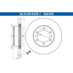 Brake Disc ATE 24.0128-0335.1 OE Ref 435120K090