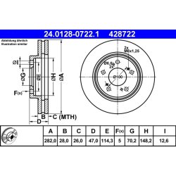 Brake Disc ATE 24.0128-0722.1 OE Ref 45251SP0E00