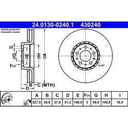 Brake Disc ATE 24.0130-0240.1 OE Ref 31262489