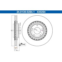 Disque de frein ATE 24.0130-0264.1 pour HYUNDAI i30 OE 51712-S0000