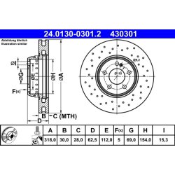 Brake Disc ATE 24.0130-0301.2 OE Ref A0004212112