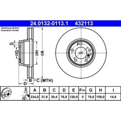 Brake Disc ATE 24.0132-0113.1 OE Ref 34111161372