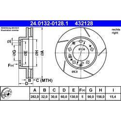 Disque de frein ATE 24.0132-0128.1 pour PORSCHE 928 OE 92835104401
