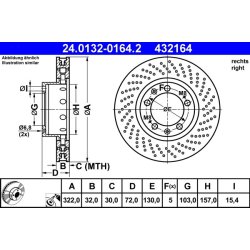 Brake Disc ATE 24.0132-0164.2 OE Ref 99335104610
