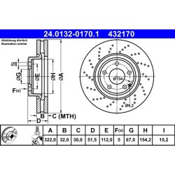 Brake Disc ATE 24.0132-0170.1 OE Ref 0004211812