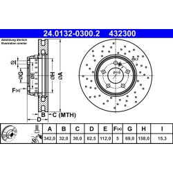 Brake Disc ATE 24.0132-0300.2 OE Ref A0004212212
