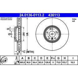 Brake Disc ATE 24.0136-0113.2 OE Ref 34106898725