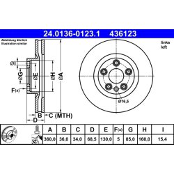 Brake Disc ATE 24.0136-0123.1 OE Ref 95835140301