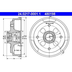 Brake Drum ATE 24.0217-0001.1 OE Ref MDA0126251A