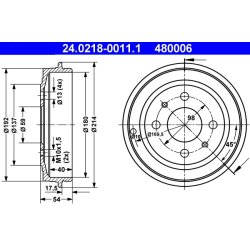 Brake Drum ATE 24.0218-0011.1 OE Ref 7750119