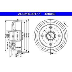 Brake Drum ATE 24.0218-0017.1 OE Ref 424734