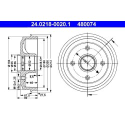 Brake Drum ATE 24.0218-0020.1 OE Ref 424735