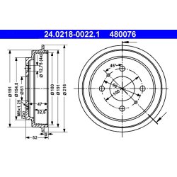Brake Drum ATE 24.0218-0022.1 OE Ref 4320621B10