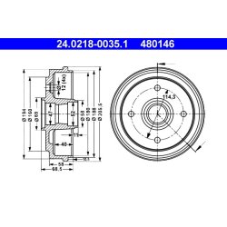 Brake Drum ATE 24.0218-0035.1 OE Ref 96316636