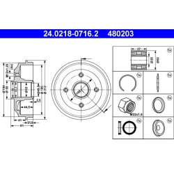 Brake Drum ATE 24.0218-0716.2 OE Ref 9478267980