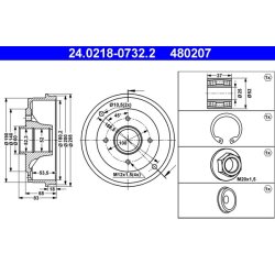 Brake Drum ATE 24.0218-0732.2 OE Ref 7700783030