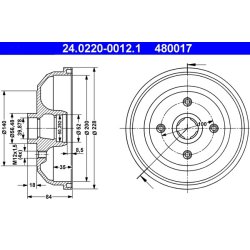 Brake Drum ATE 24.0220-0012.1 OE Ref 418117