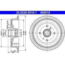 Brake Drum ATE 24.0220-0016.1 OE Ref 811501615B