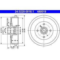 Brake Drum ATE 24.0220-0018.1 OE Ref 191501615A