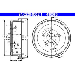 Brake Drum ATE 24.0220-0022.1 OE Ref 4243120190