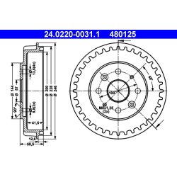 Brake Drum ATE 24.0220-0031.1 OE Ref 0K20126251B