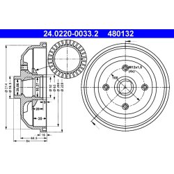 Brake Drum ATE 24.0220-0033.2 OE Ref 418025