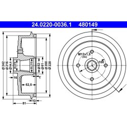 Brake Drum ATE 24.0220-0036.1 OE Ref 96193771