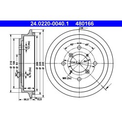 Brake Drum ATE 24.0220-0040.1 OE Ref 4351163B10
