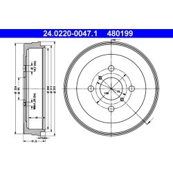 Brake Drum ATE 24.0220-0047.1 OE Ref 424310D010